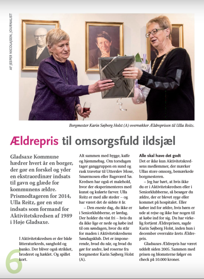 Fra Gladsaxe Kommunes seniorblad 60+ nr. 1 2015.