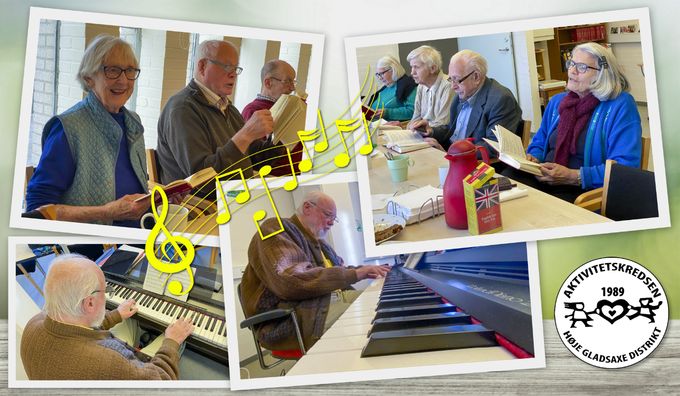 Den 1. november 2021 spillede Werner Thaarup veloplagt klaver til gæsternes sang i Café Vera. Der blev spillet kendte danske sange. Fotos og collage: Lars Laursen. 